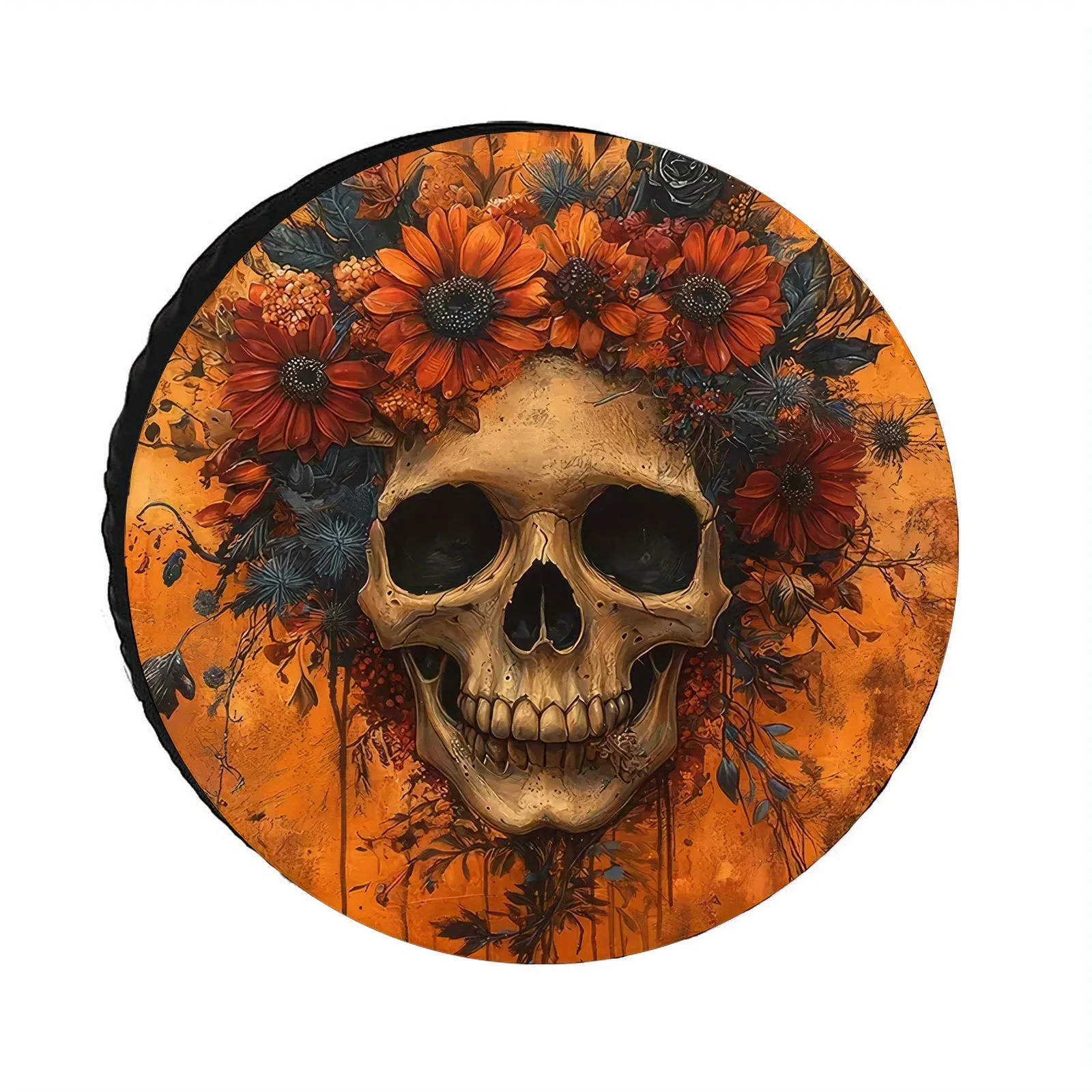

Floral Skull Spare Tire Cover Waterproof Dustproof Protector for SUV Truck Trailer