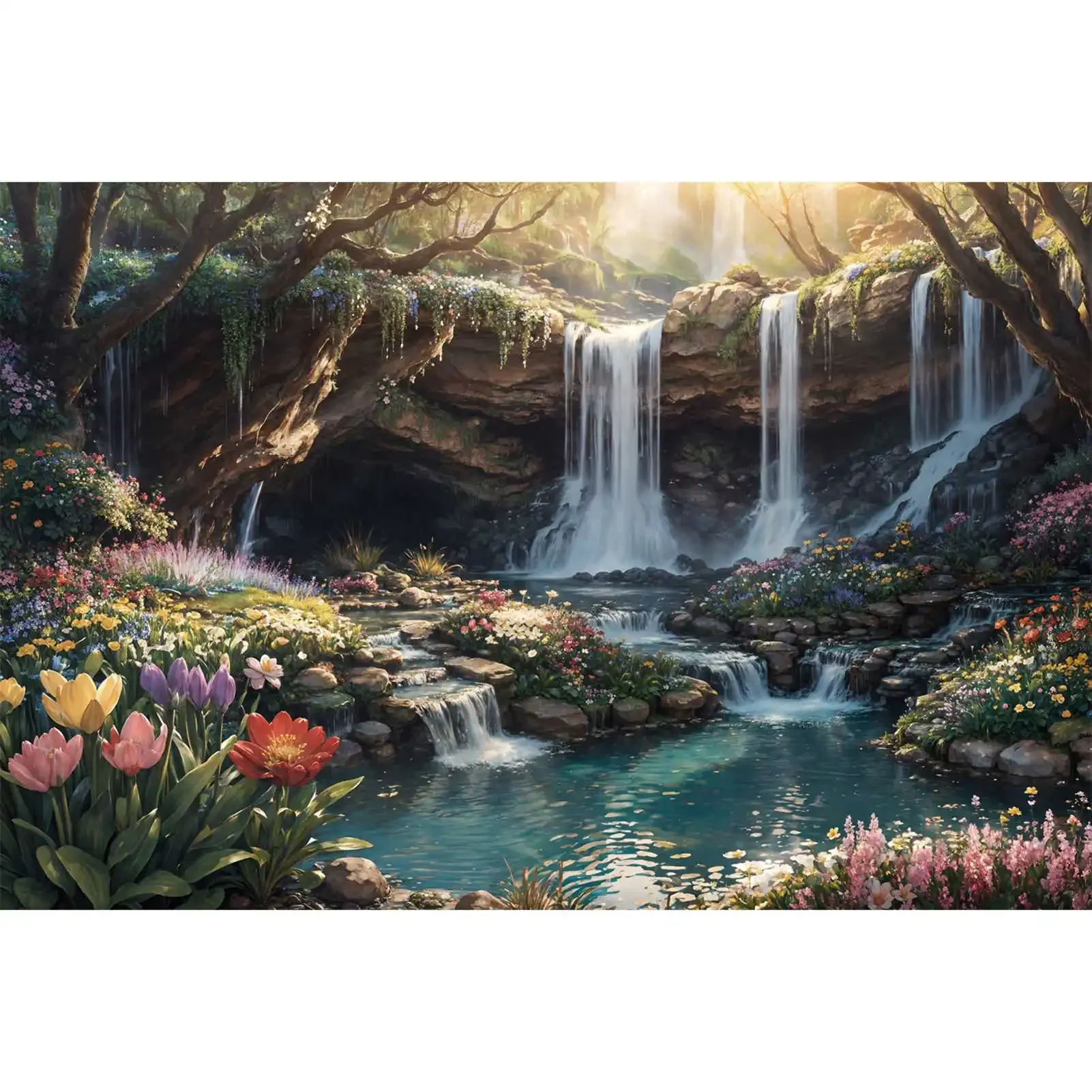 Montanha Cachoeira Fotografia Cenário, Custom Photo Booth, adereços de estúdio, Primavera fundo, Decoração Fotografia, Festa Infantil