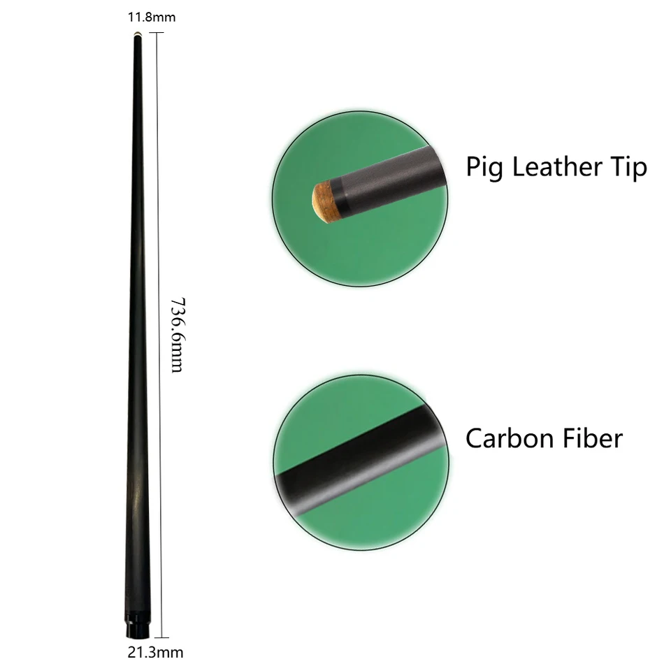 OKHEALING 100% Carbon Fiber Billiard Shaft Professional Black