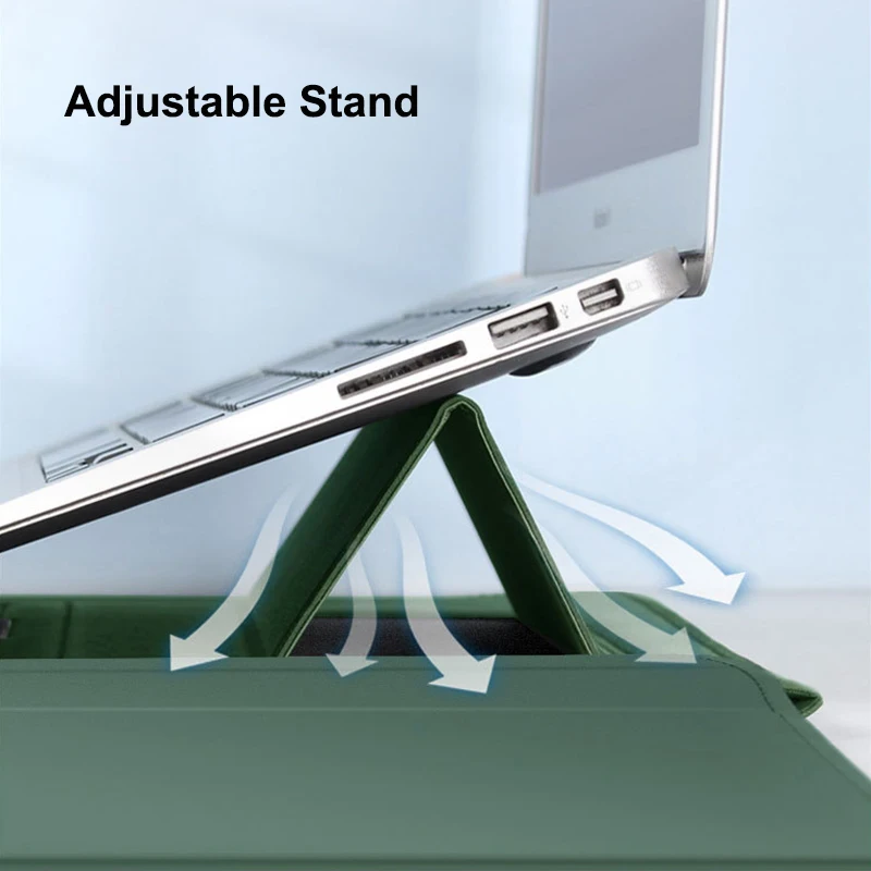 Funda de cuero PU para portátil, funda desmontable con soporte para teléfono, para MacBook Pro Air 16, 15,4, 13,3, 12, 11