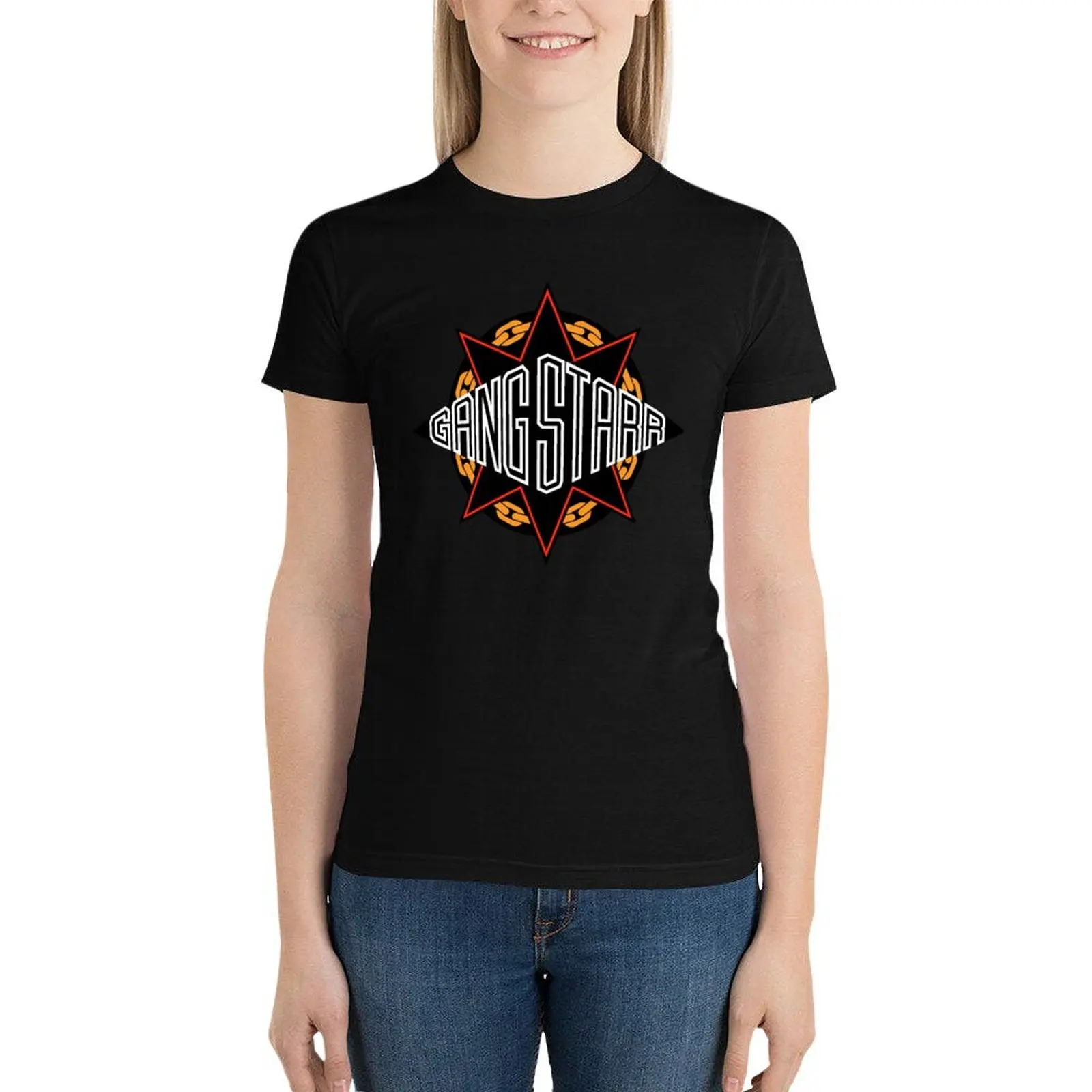 Gangstarr logo T-Shirt hippie clothes tees lady clothes plus size t shirts for Women loose fit