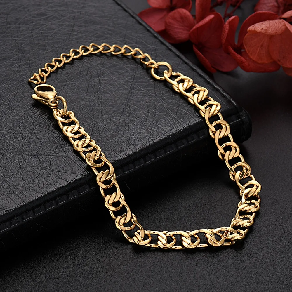 Korean fashion 18K Gold Filled Chain Bracelets for Men Women Wedding Party Gifts 18+4cm jewelry Holiday gifts Wholesale jewelry