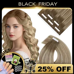 YoungSee Tape in Extensions Human Hair Real Natural Hair 12-24 Inch Invisible Tape in Human Hair For Woman 20Pcs &40Pcs