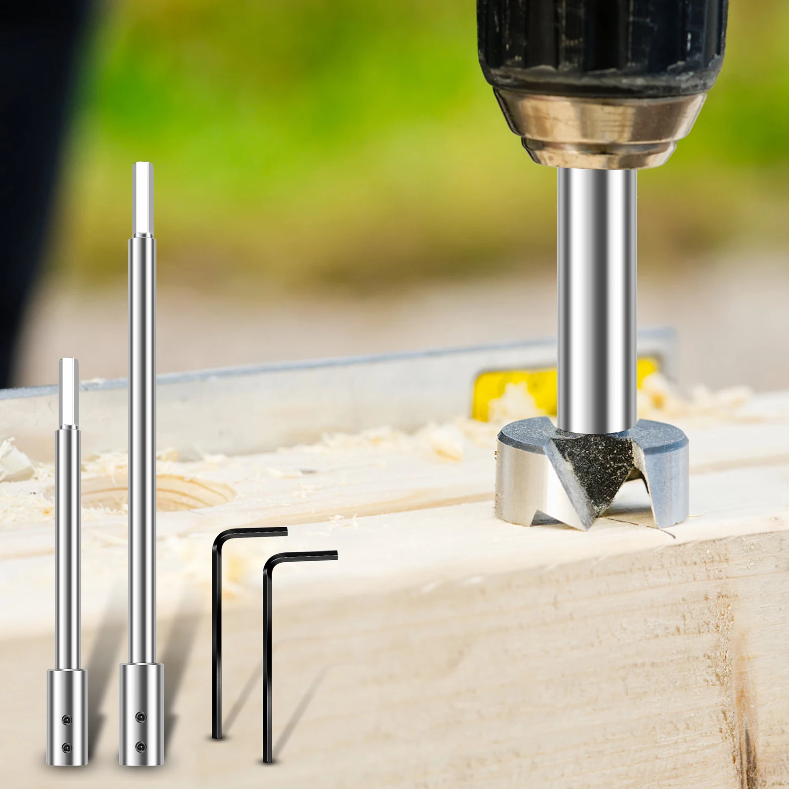 

2PCS Forstner Bit Extension Set 169/254mm Extension Rod Sturdy Drill Bit Extension Post Suitable for Process Wooden Furniture