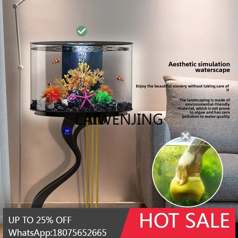 

MJY living room TV cabinet next to the floor ecological fish tank, no water change, a few tanks next to the creative landscaping