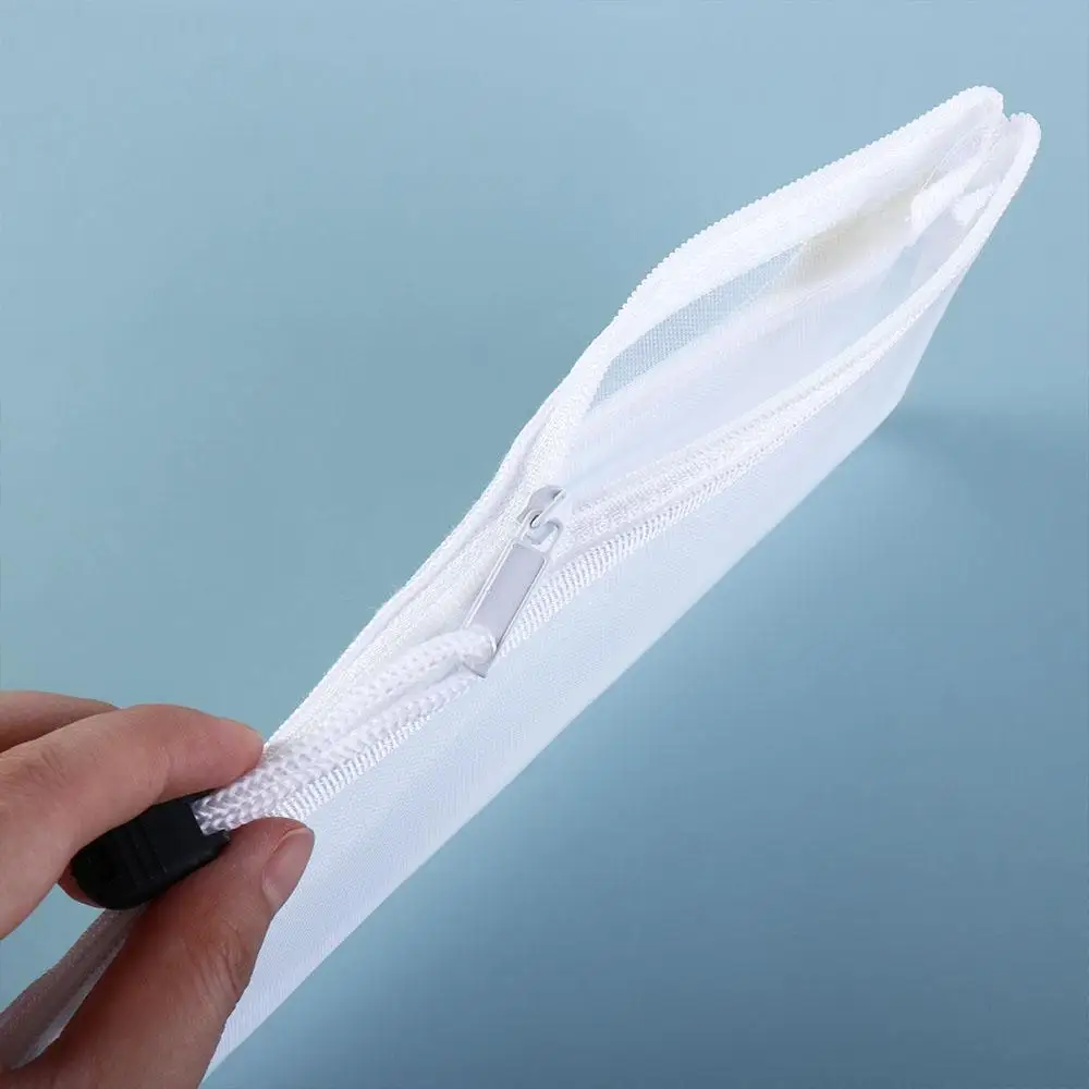 A6 Nylon Pencil Case Office Pen Box Document Cosmetic Storage Bag School Stationery Supplies File Folder Double Mesh Pencil Bag