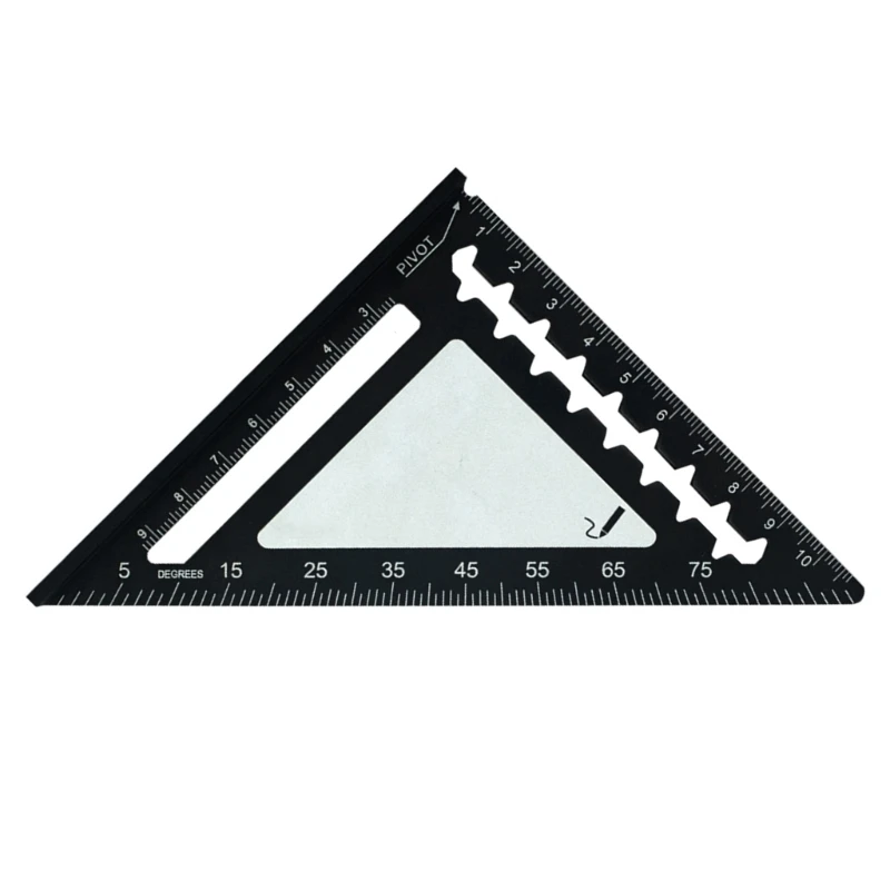 4inch Aluminum Miter Triangle Ruler 45 Degree/90 Degree Woodworking Square Protractor Multifunctional Measuring Tool