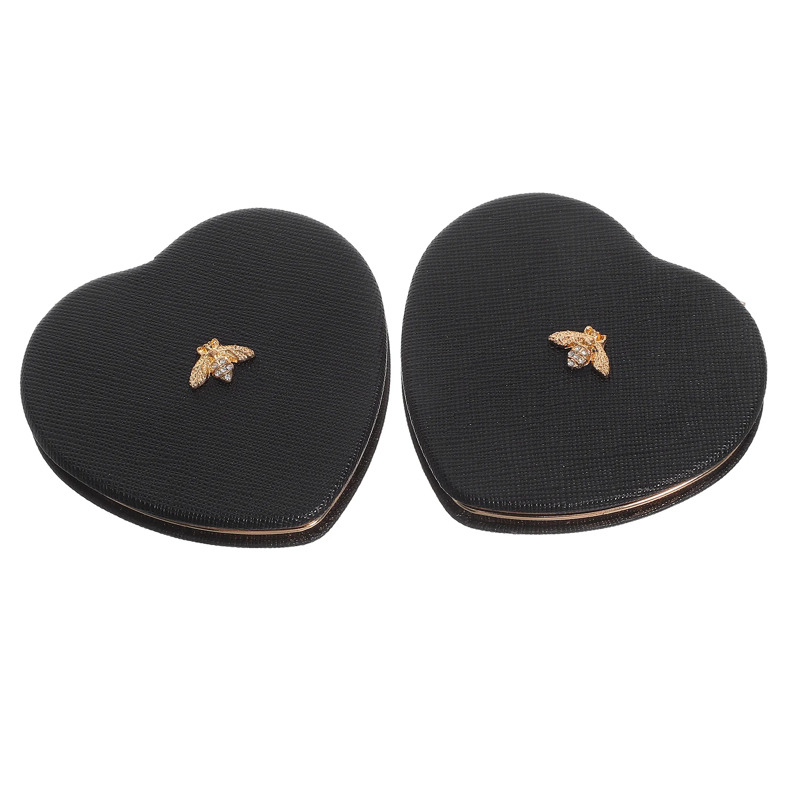 2 pcs Small Heart Shaped Mirror Compact Folding Portable Makeup Mirror For Purse Travel Handheld Women Bee Decor Clear