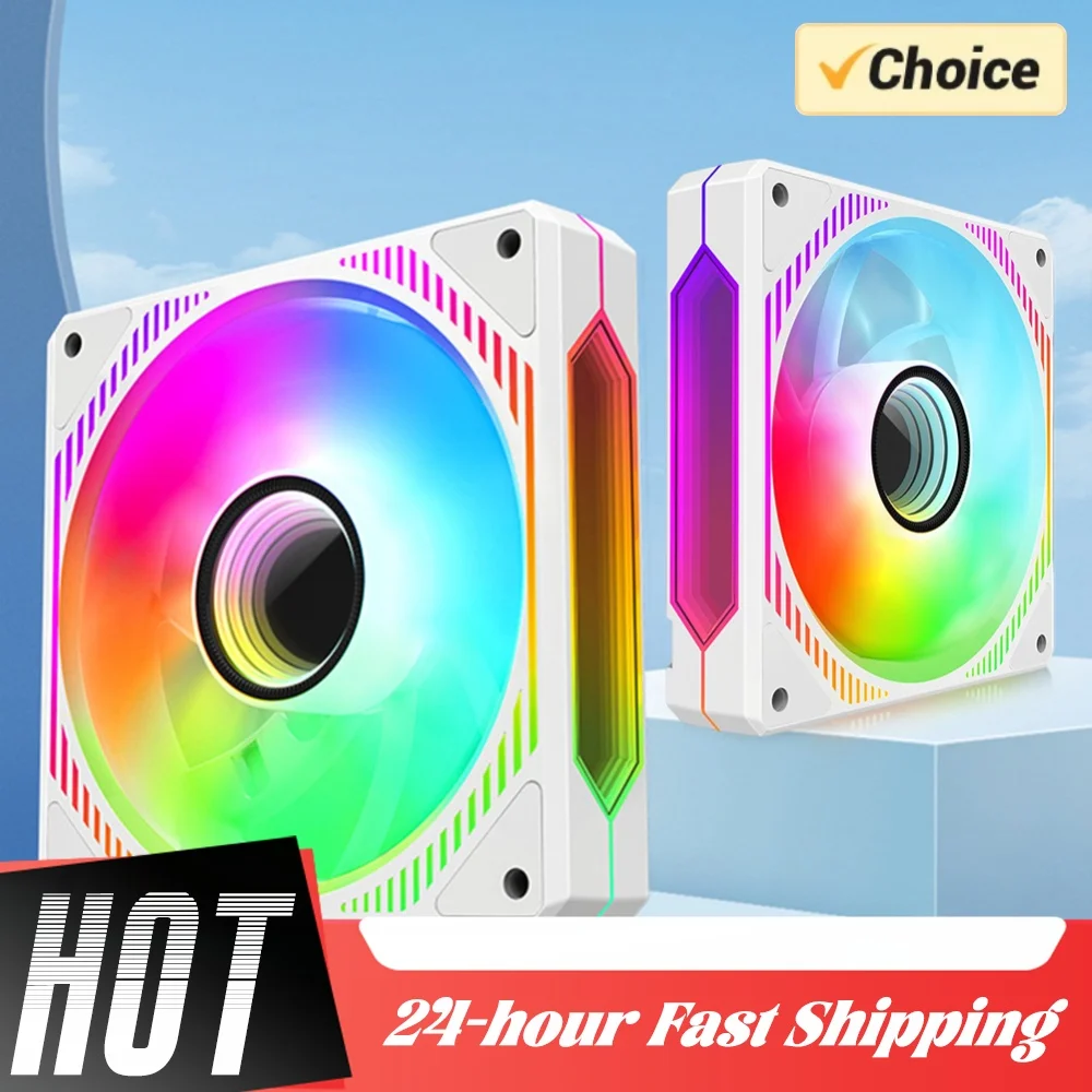 120mm Chassis Radiator 12V 4 Pin PWM Luminous Chassis Cooling Fan Auto Speed Regulation FDB Hydraulic Bearing Computer Accessory