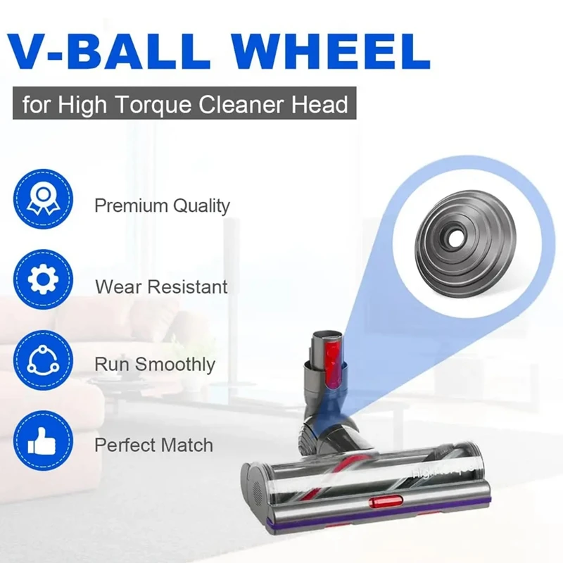 V-Ball Wheel para Dyson, High Torque Cleaner Head, Adequado para Dyson V6 V7 V8 V10 V11 V15, Acessórios de aspirador sem fio