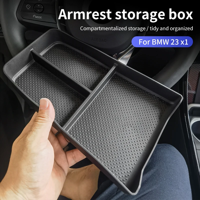 TPE Car Central Armrest Storage Box Centre Control Armrest Hidden Organizer Case Auto Interior Accessory For BMW X1 U11 2023 LHD