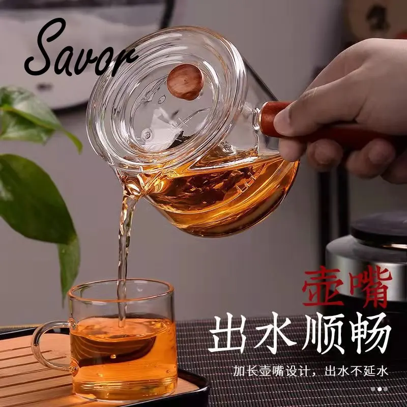 Glass Teapot Side Handle Transparent  Kettle High Temperature Resistant Clear Infuser with Lid Tea Diffuser for Coffee Tea