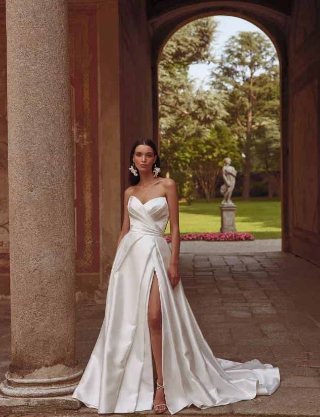 

Customized Classic Modern Style Simple Pleat A-line Sweetheart Long Dresses Cocktail Dresses Exquisite Formal Modern Style Matc