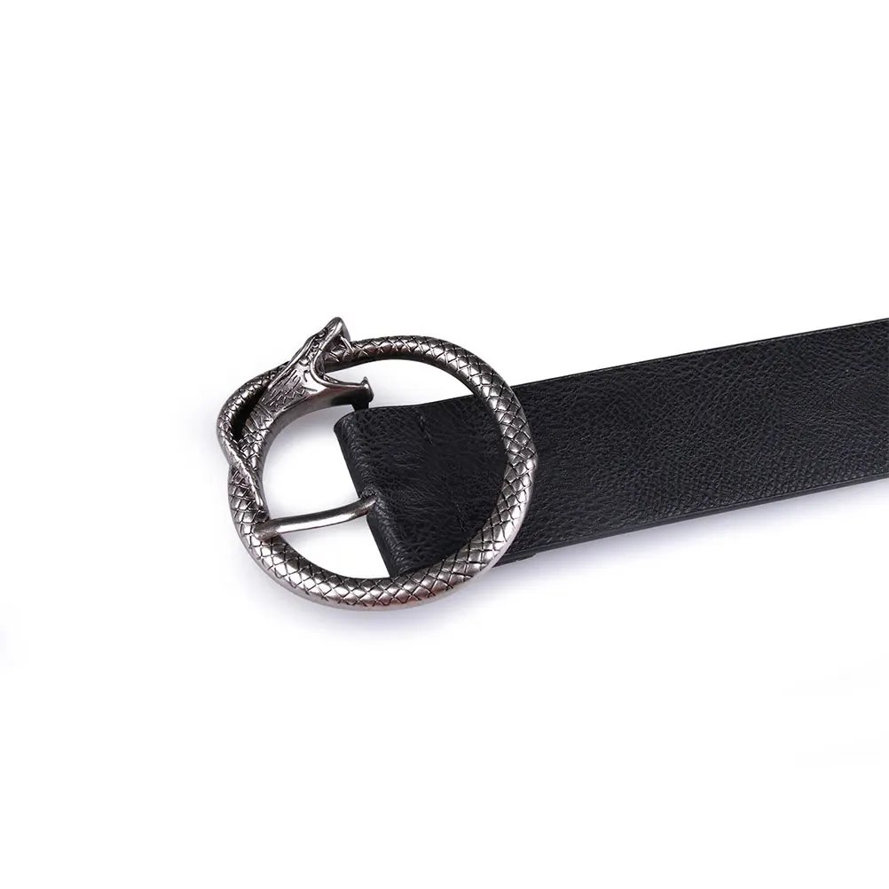 

1pc Pu Waist Belt For Women Round Buckle Retro Style Adjustable Gold Color Fashion Accessory Belt For Dress Jeans Shorts