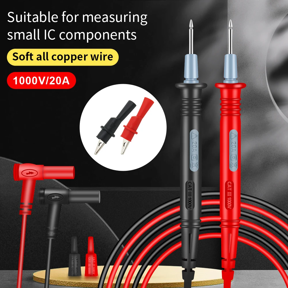 Universal Multi Meter Measuring Probes Pen Soft-silicone-wire Needle-tip With Alligator Clip Multimeter Probe Test Lead Wire