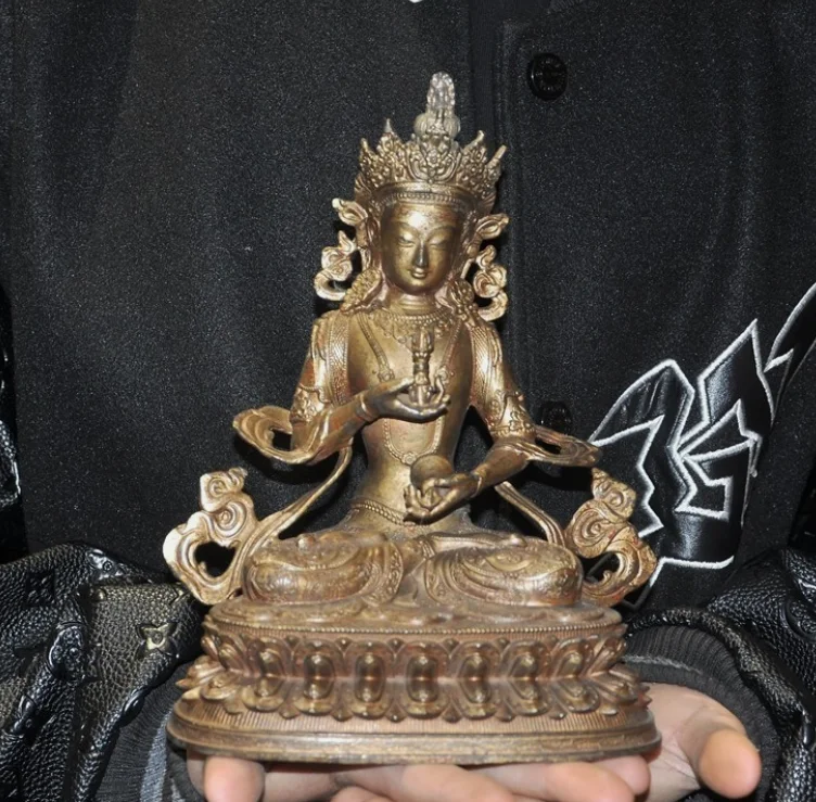 8"old Xizang Buddhism Temple Bronze Gilt Vajrasattva Tara Guanyin Buddha Statue