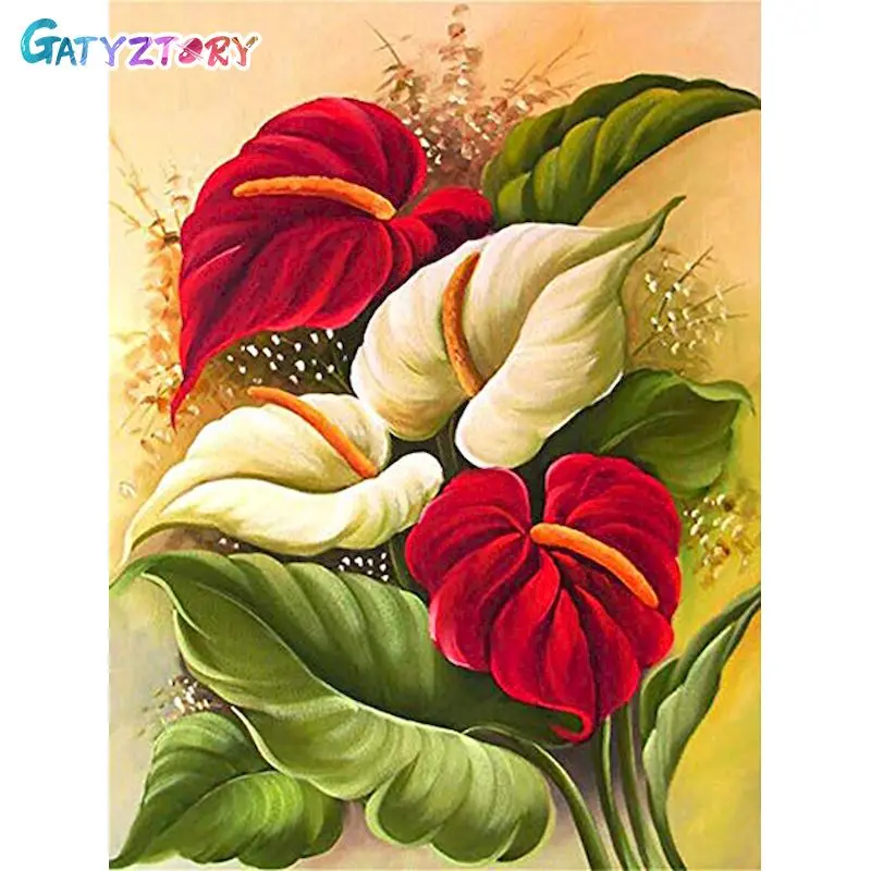 

GATYZTORY 5d DIY Diamond Painting Flower Full Square/Round Diamond Embroidery Mosaic New Arrivals Art Kit Home Decoration