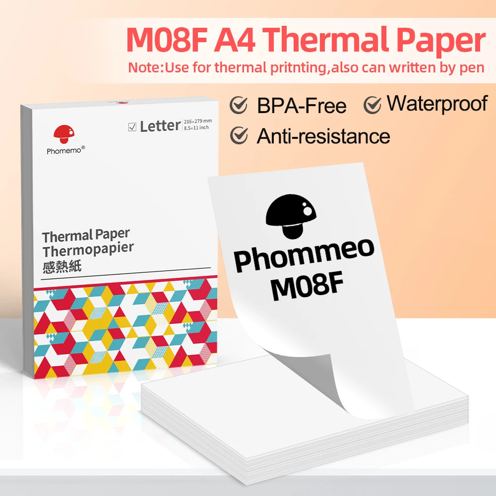 Phomemo A4 Papier Thermique Papier Multifonction Papier D\'impression Compatible pour Phomemo M08F et Frère PJ762 PJ763MFi