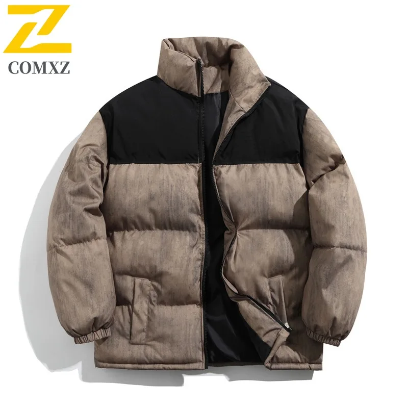 

COMXZ Padding Coat Stand Collar Splicing Camping Lightweight Parka Loose Hiking Windproof Cold Protection Winter Trench Coat