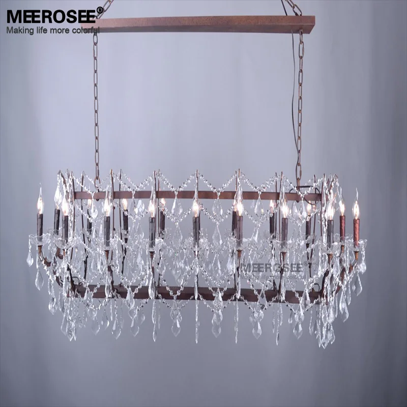 

Meerosee Modern Crystal Chandelier Light Fixture Retro Rustic Loft Pendant Suspension Lamp Drop Lustre for Living room Foyer