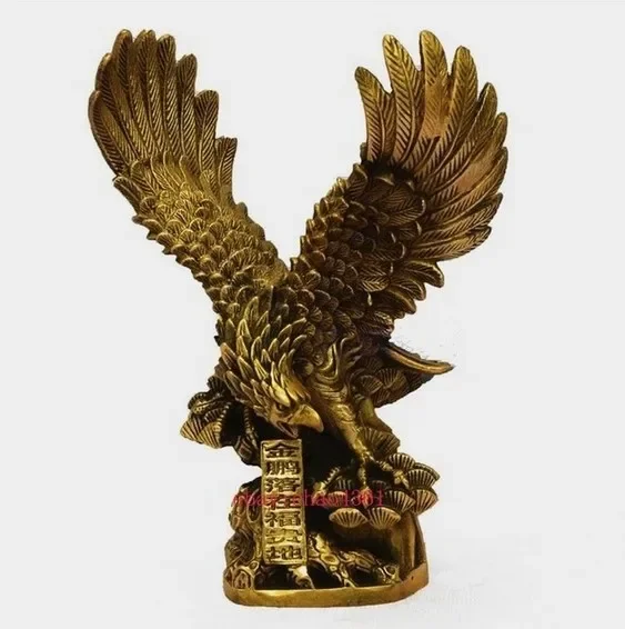 Chinese Brass Copper spread the wings Hawk Eagle Bird Figures Statue