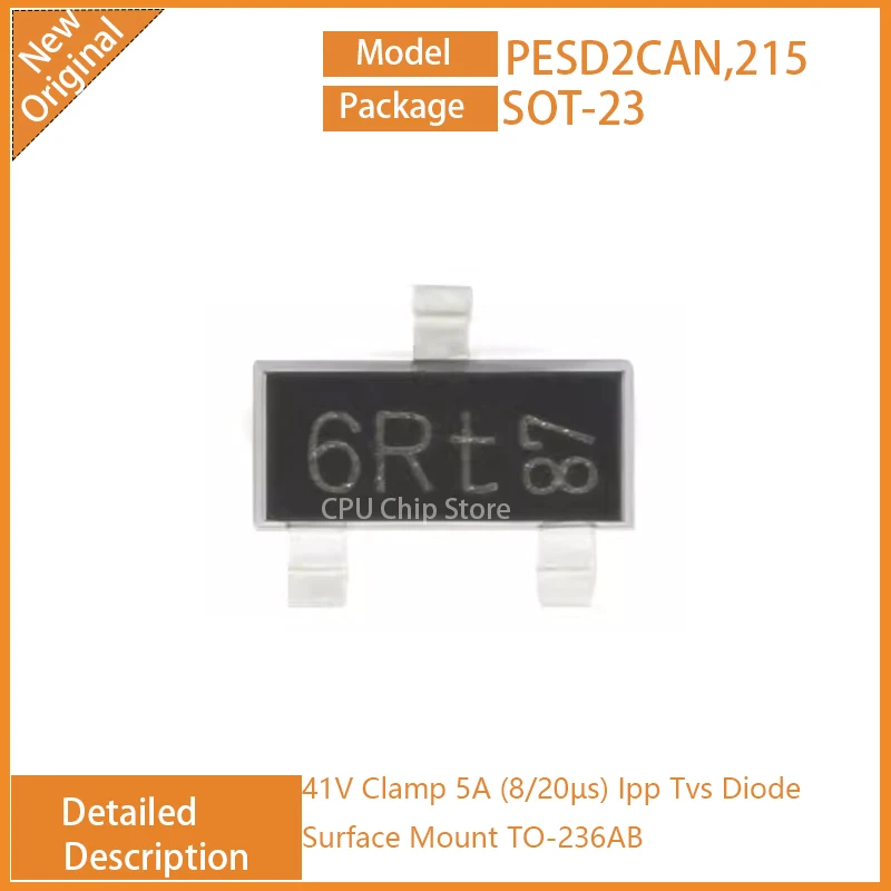 50Pcs/Lot  New Original  PESD2CAN,215  PESD2CAN 41V Clamp 5A (8/20µs) Ipp Tvs Diode Surface Mount TO-236AB