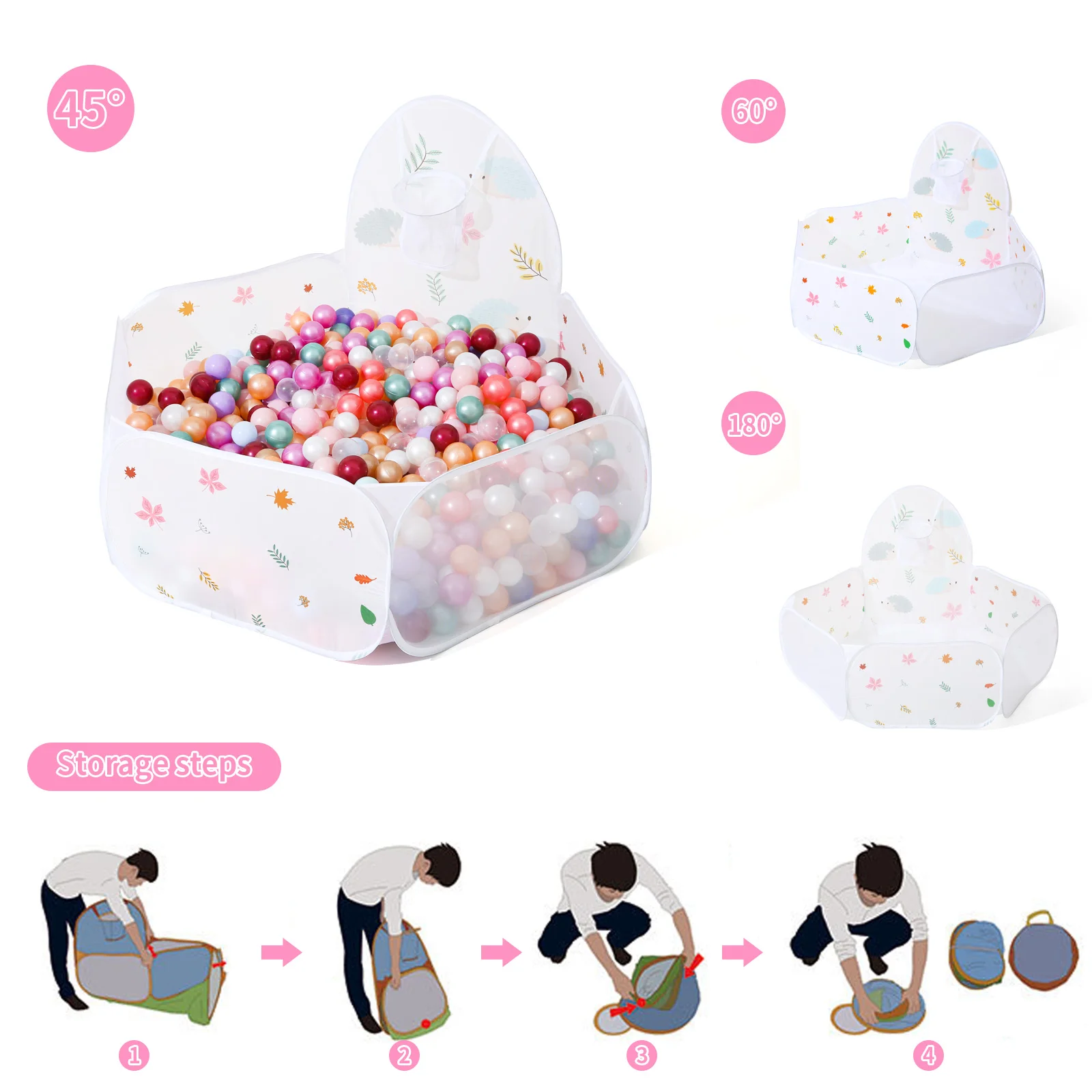 1 Pc Ballenbak Voor Kinderen Pop-Up Ballenbakken Kinderen Spelen Tent Met Basketbal Hoepel En Ritssluiting Opbergtas