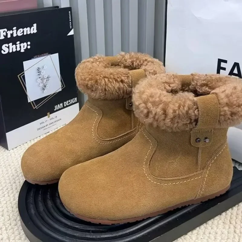 Zapatos de mujer, gran oferta 2024, botas tobilleras para mujer, botas modernas con borde vuelto a la moda, zapatos de terciopelo para invierno para mujer