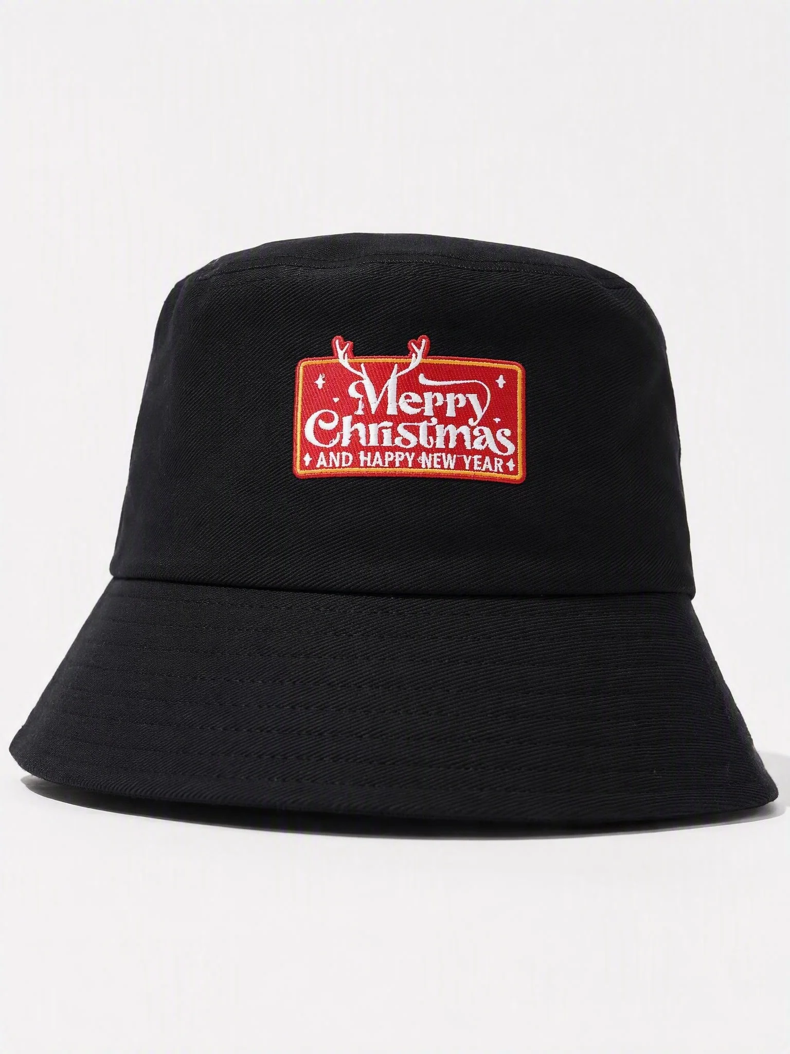 Christmas Embroidered Bucket Hat With Detachable Adjustable Windproof Strap, Unisex Casual Fisherman Hat For Holiday