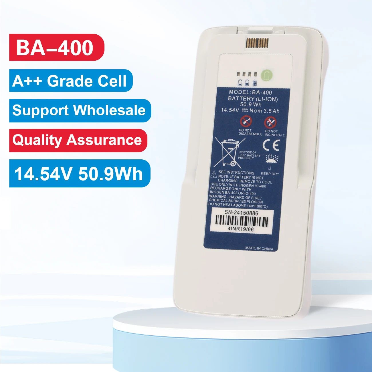 

BA-400 Replacement Battery For Inogen One G4 Portable Oxygen Concentrator 1400-0210-4 14.54V 50.9Wh/3.5Ah