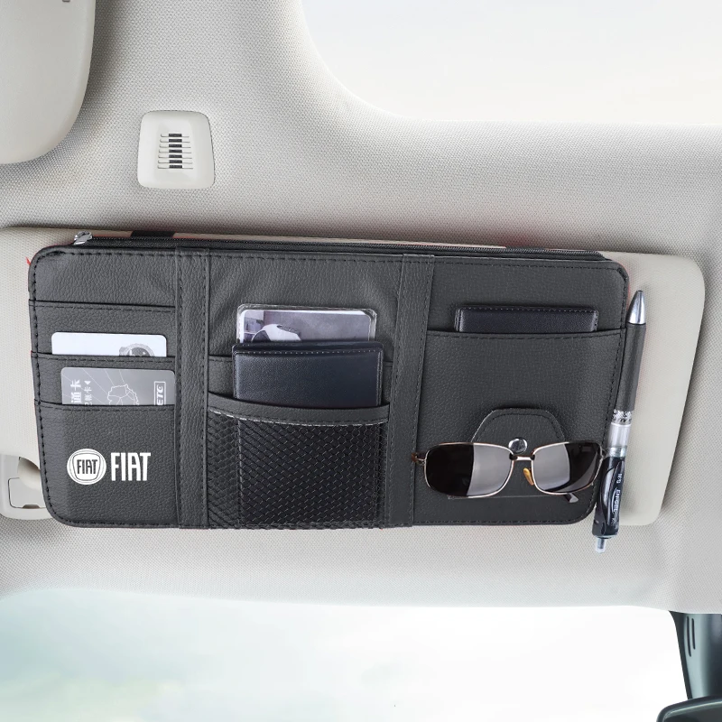 Auto-Sonnenblenden-Geldbörse, Kartenhalter, Sonnenbrillenhalter, Tasche für Fiat 500 Punto Panda Doblo Argo Freemont FR, Autozubehör, Schlüsselanhänger