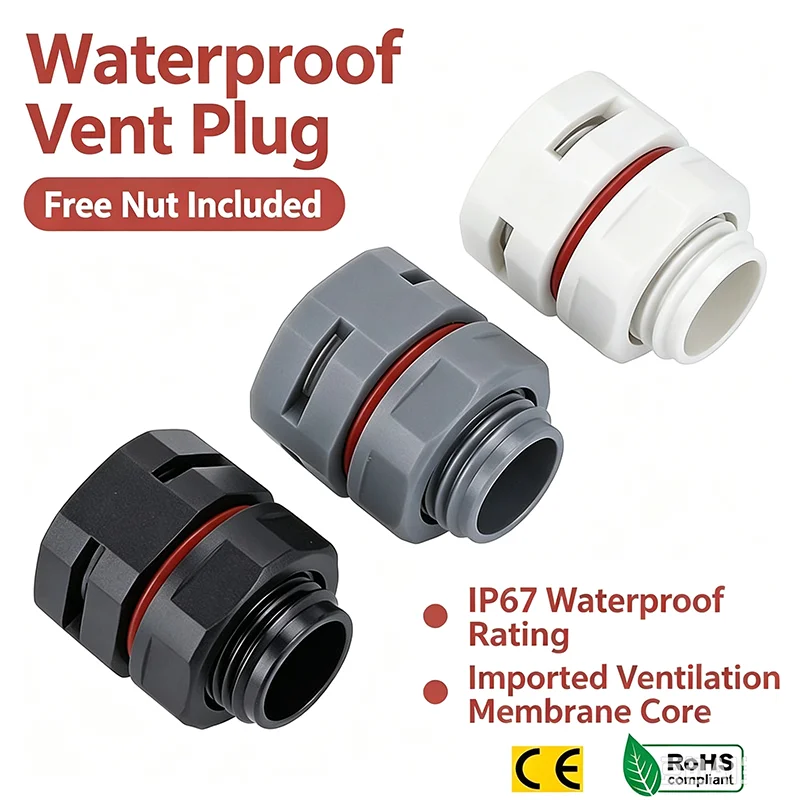 Waterproof Vent Plug IP67 M5-M40 Breather Valve Pressure Balance Breathable Valve For Lithium Battery LED Housing Electrical Box