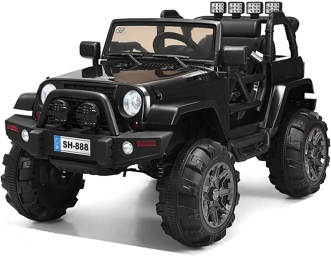 Caminhão infantil, carro de brinquedo elétrico alimentado por bateria de 12V com controle remoto parental, suspensão de mola, luzes LED, música, 4 W