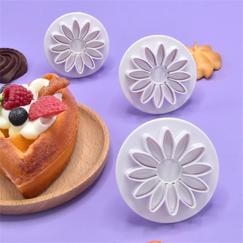 Set Plum Flower Plunger Fondant Mold Cookie Cutter Daisy Chocolates Cake Decorating Biscuit Stamp Moulds For Baking Kitchen