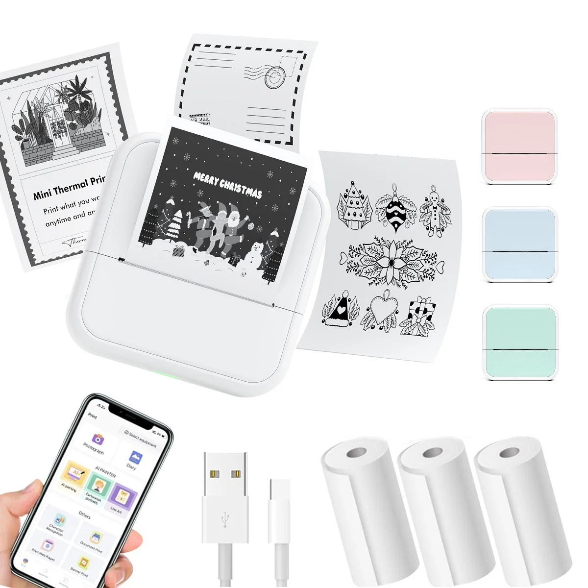 

Home Office Label Printer with Smartphone App Portable for Travel, DIY, Journal, Study Notes, Memo List, Name Tag, Storage Label