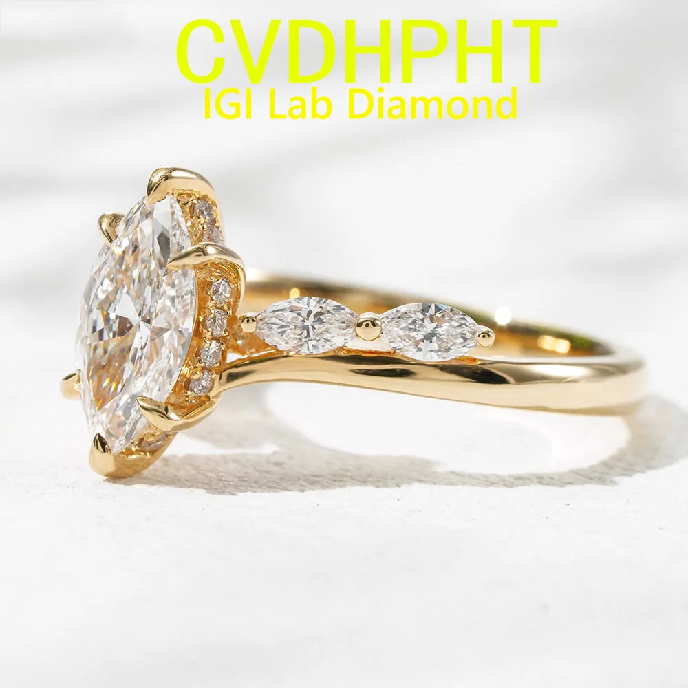 

1, 2, 3, 4, 5 карат, настоящее золото 14 карат, выращенное в лаборатории бриллиантовое кольцо в форме маркизы, обручальное кольцо с бриллиантом, заводское обручальное кольцо