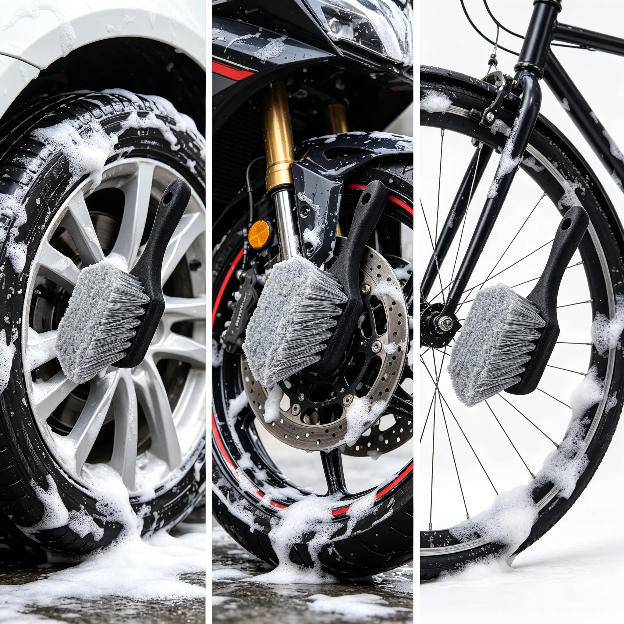 Car Wheel Cleaning Brush Detail Brush Short Handle Tire Rim Washing Brush Vehicles Cleaning Maintain Accessories Set For Auto In