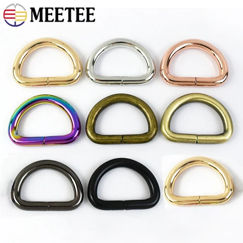 5-50Pcs Meetee 25mm D Rings for Bag Strap Backpack Belt Metal Buckles KeyChain Connect Loop Clasp Dog Collar Hook Accessories