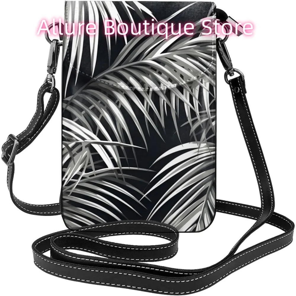

Classic Leaf Plant Crossbody Bag for Women PU Leather Small Travel Cell Phone Pouch Lightweight Mini Phone Purse Wallet Cross Bo