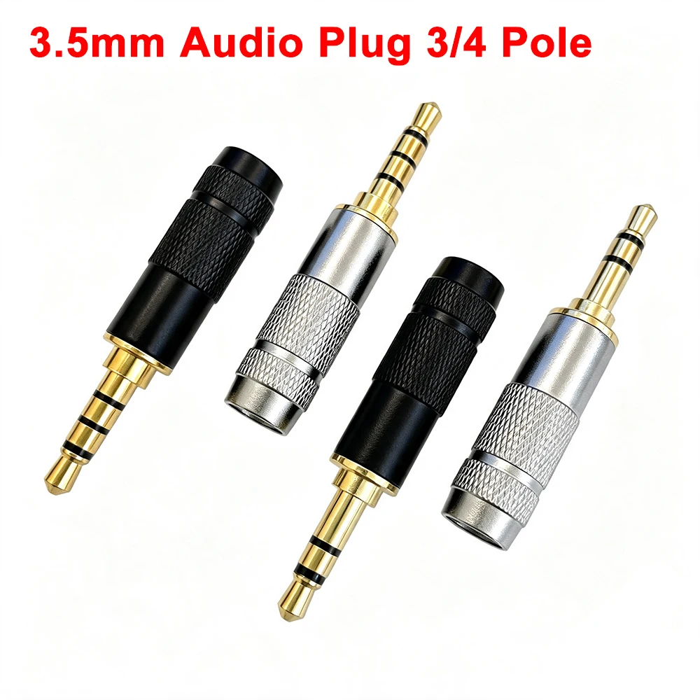 1pcs Gold Plated 3.5mm Jack Audio Plug 3/4 Pole Earphone Connector For Soldering Hifi Headphone Upgrade Wire DIY
