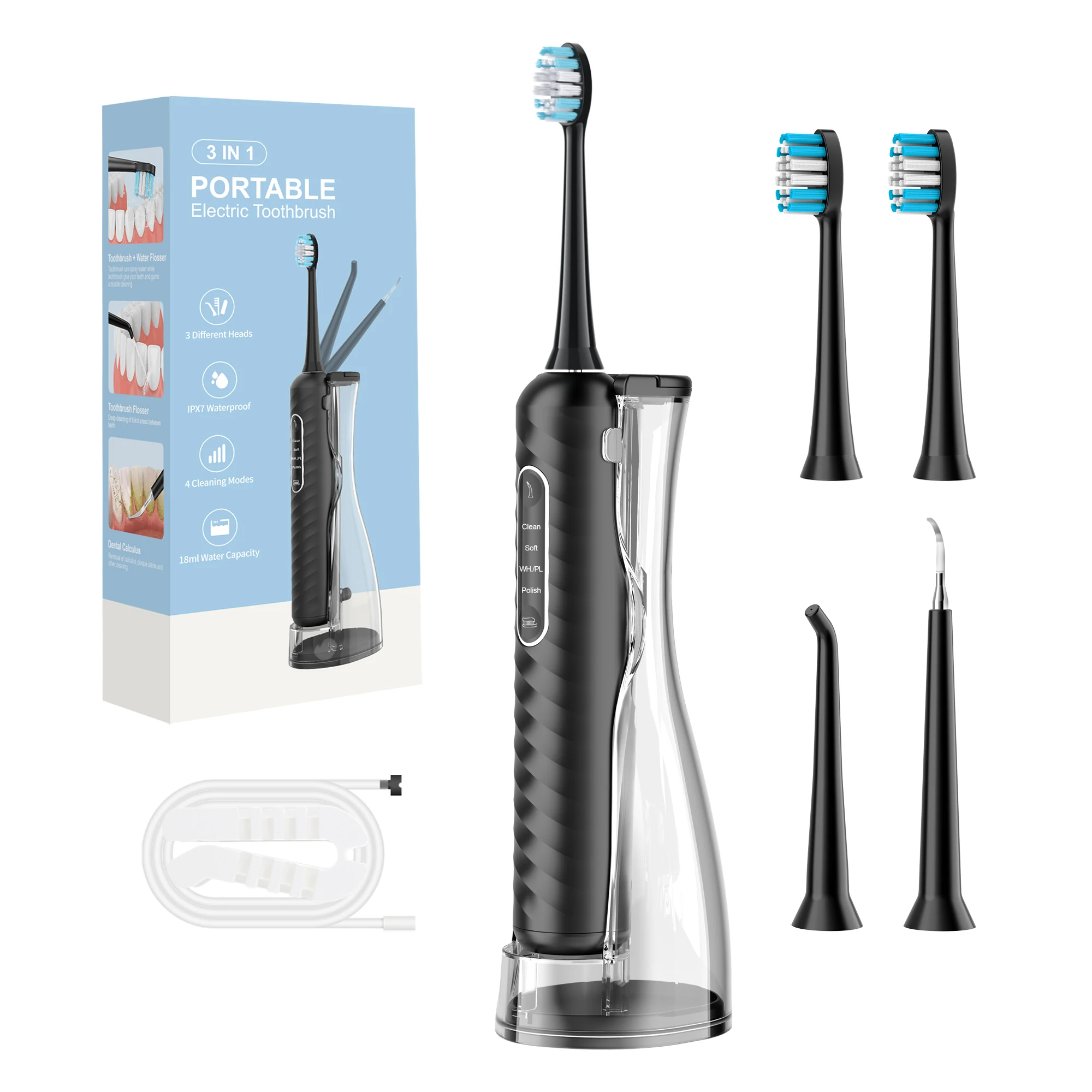 2 in 1 Portable Water  Flosser Teeth Pick Cordless Oral Irrigator for Teeth Cleaning and Flossing Replaceable Tanks