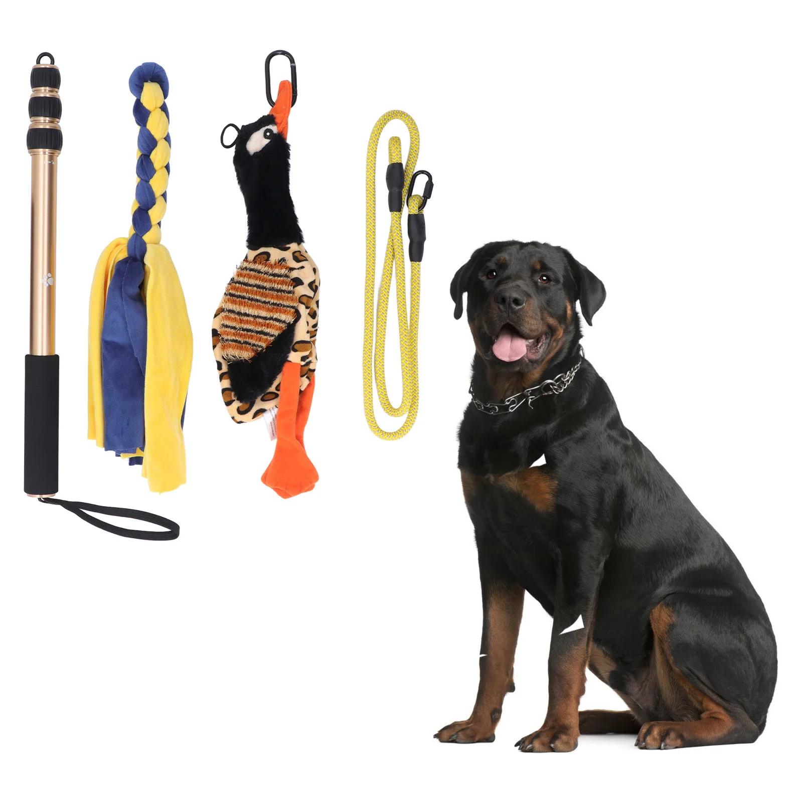 

Dog Extendable Teaser Wand Aluminum Alloy Impulse Control Pet Teasing Flirt Pole 52in Expanded Length for Outdoor for Training