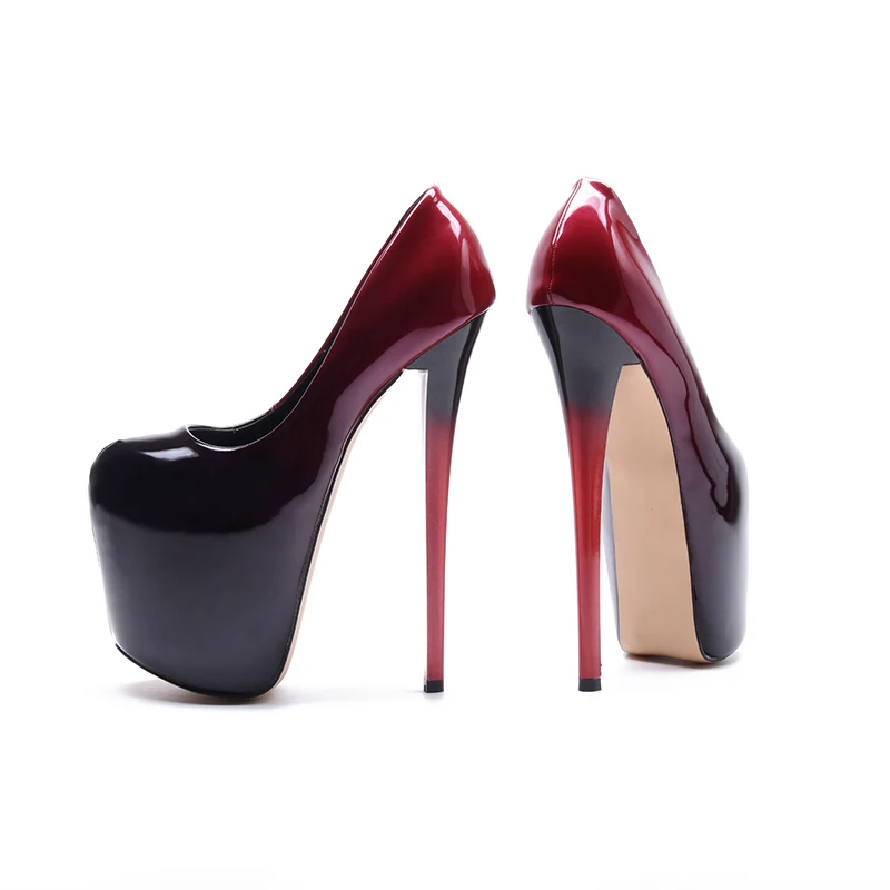 Spring Autumn 2024 Sexy Stilettos 19cm Thin High-Heeled Patent Leather Platforms Shoes Woman Evening Party Gold Red Pink Pumps