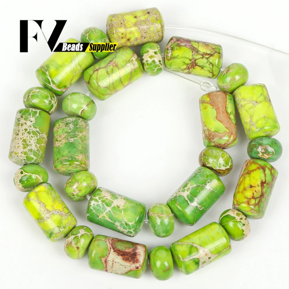 4x6x10mm Natural Stone Beads Green Sea Sediment Jasper Rondelle Tub Beads for Jewelry Hand Ring Necklace Accessories Making DIY