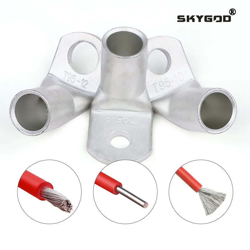 L-type Tinned Copper Wire Terminals 90° Right Angle Crimp Connectors M6 M8 M10 M12 for Automotive Electrical Wiring Connect Lug