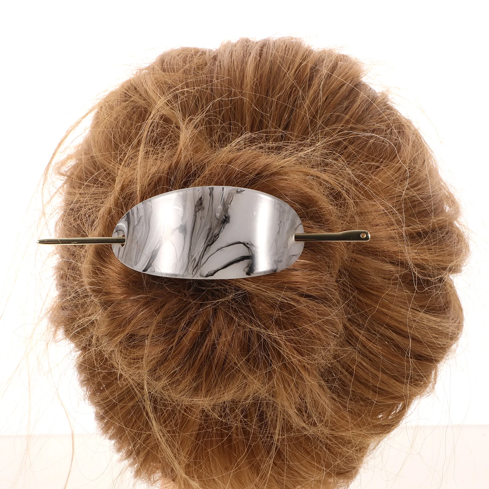 

2Pcs Oval Hair Stick Zinc Alloy Acrylic Women Bun Fork Ponytail Holder Hairpin Daily Wedding Party Prom Safe Durable Styling