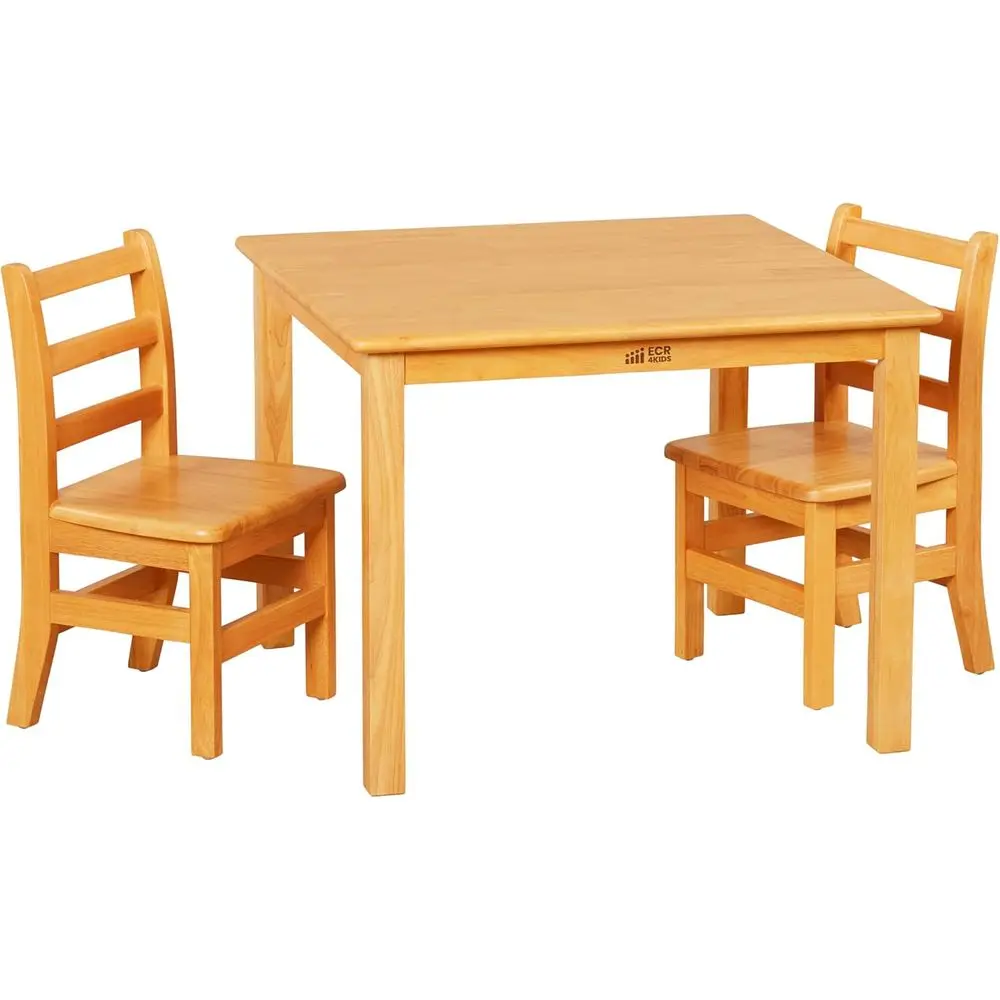 

30 Square Wooden Kids Table Set with 12 Chairs, 3-Piece