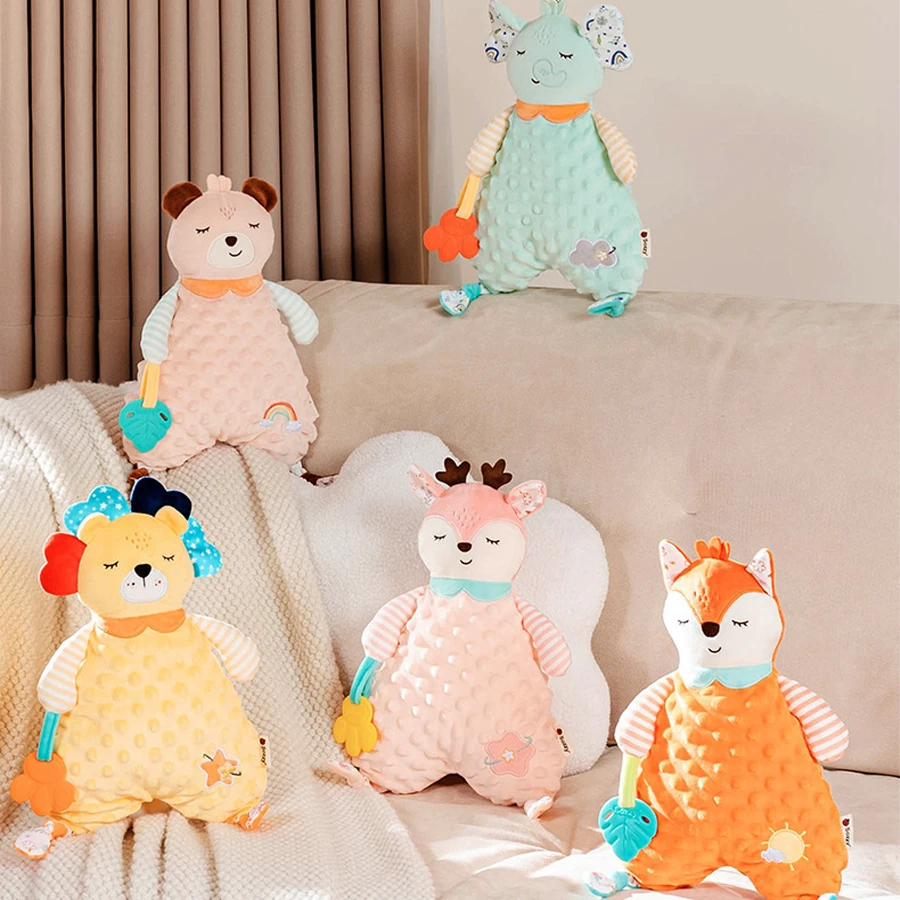 新生児用ぬいぐるみ、かわいい動物の毛布、ライオン、ゾウ、安心毛布、ベビーギフト