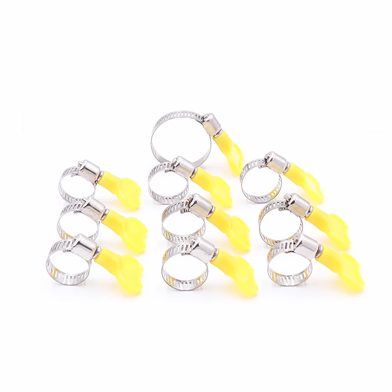 5/10Pcs Clamps Homebrew Pipe Clamp fit 6mm-32mm Pipe Plastic Handle Stainless Steel Butterfly Pipe Clamp Spring Clamp