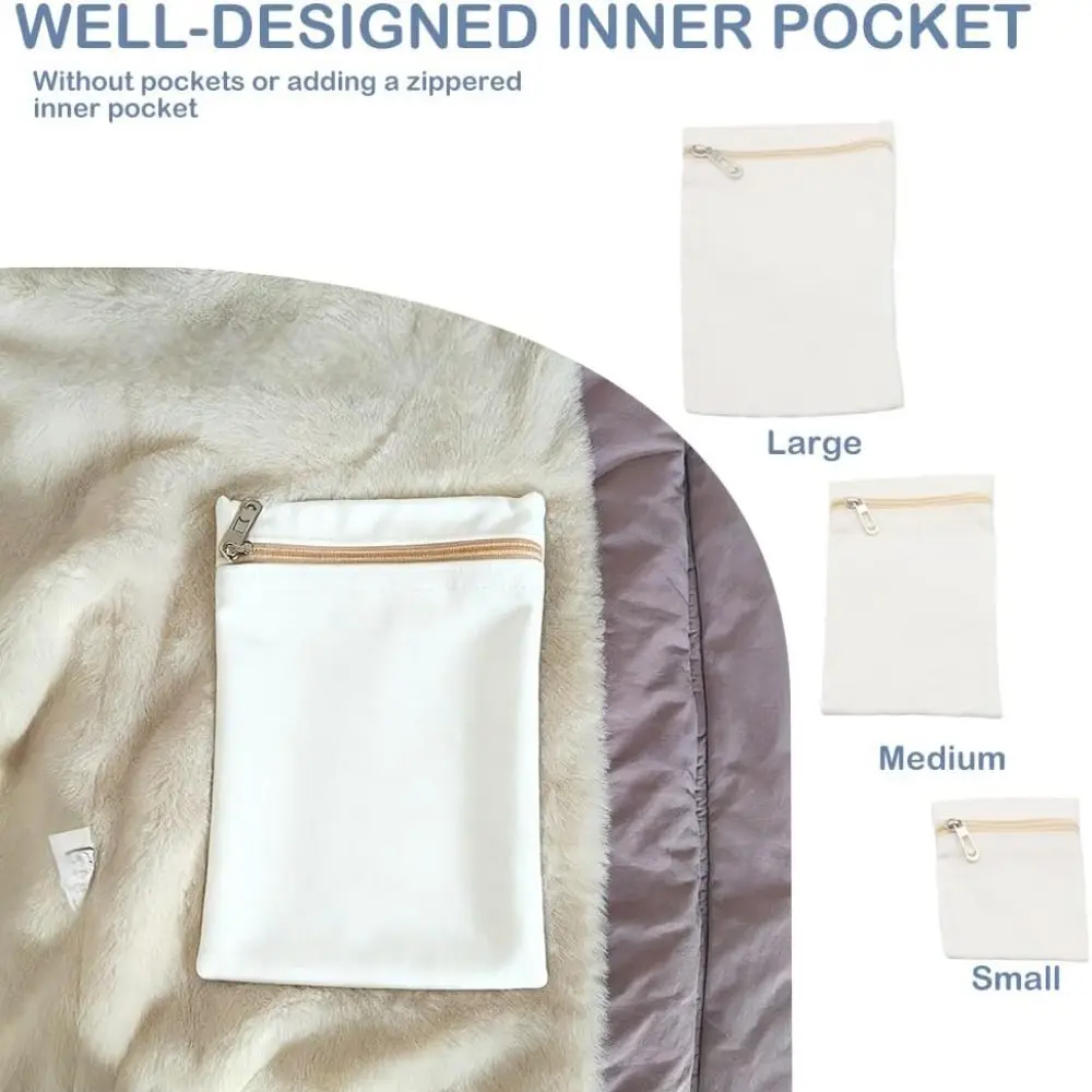 High Quality with Zipper Sew-in Side Hidden Pocket Solid Color Durable Inside Security Pocket Polyester Inside Pockets